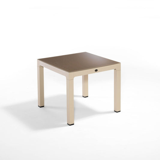 Novussi Wood Masa 90x90 Çizgili Camlı Masa