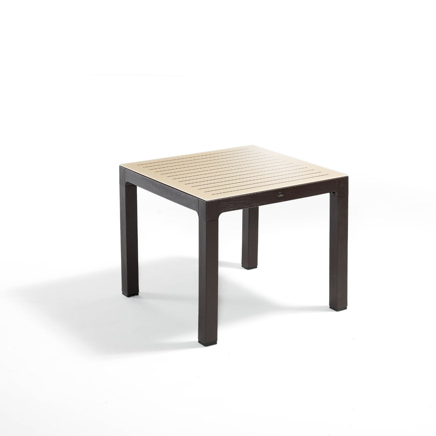 Novussi Wood Masa 90x90 Çizgili Camlı Masa